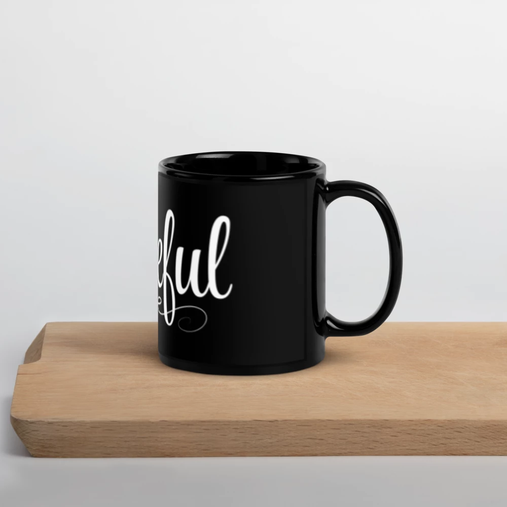 Grateful | Black Glossy Mug